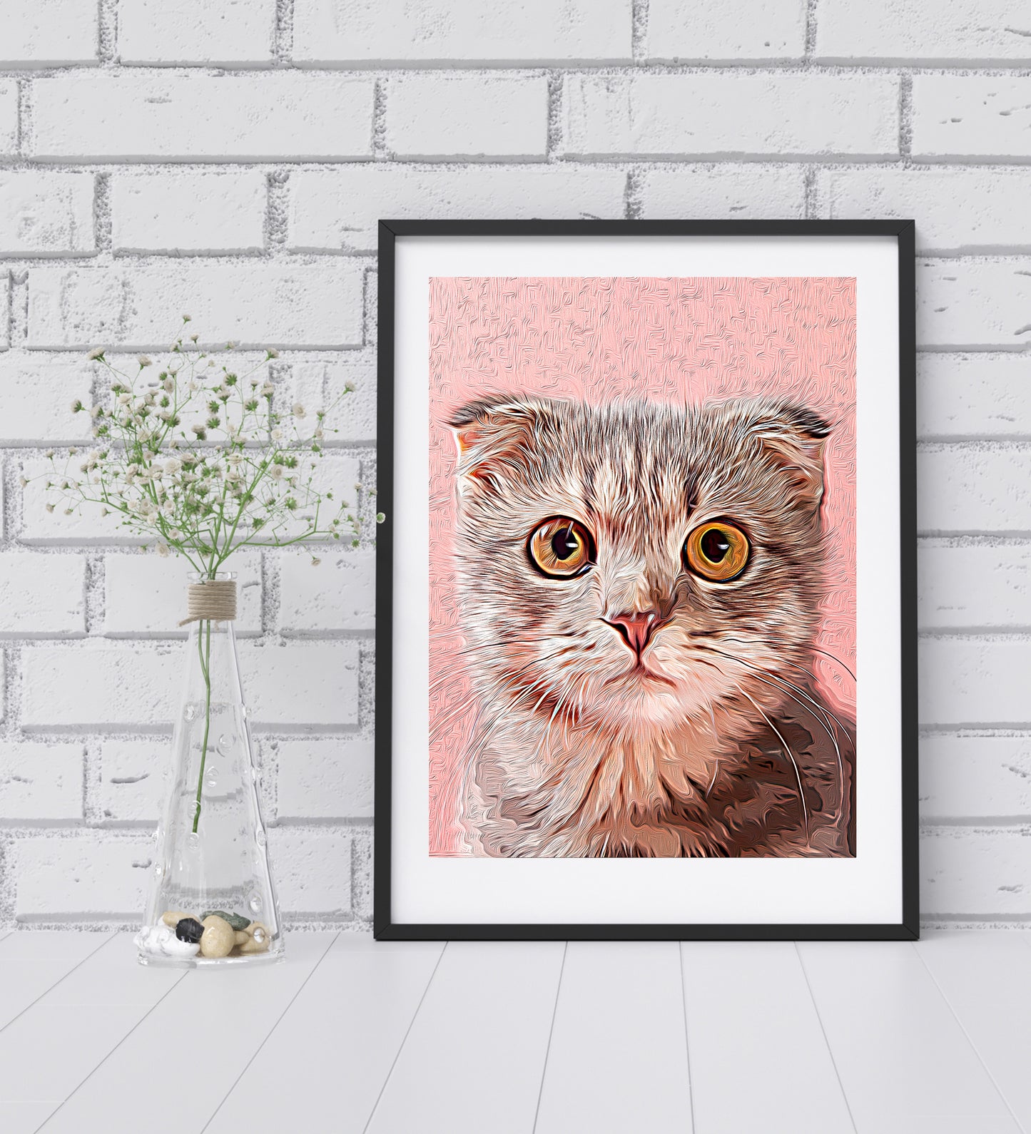 Watercolour Art Cat Portrait from Your Photo - Personalised Pet Cat Portrait
