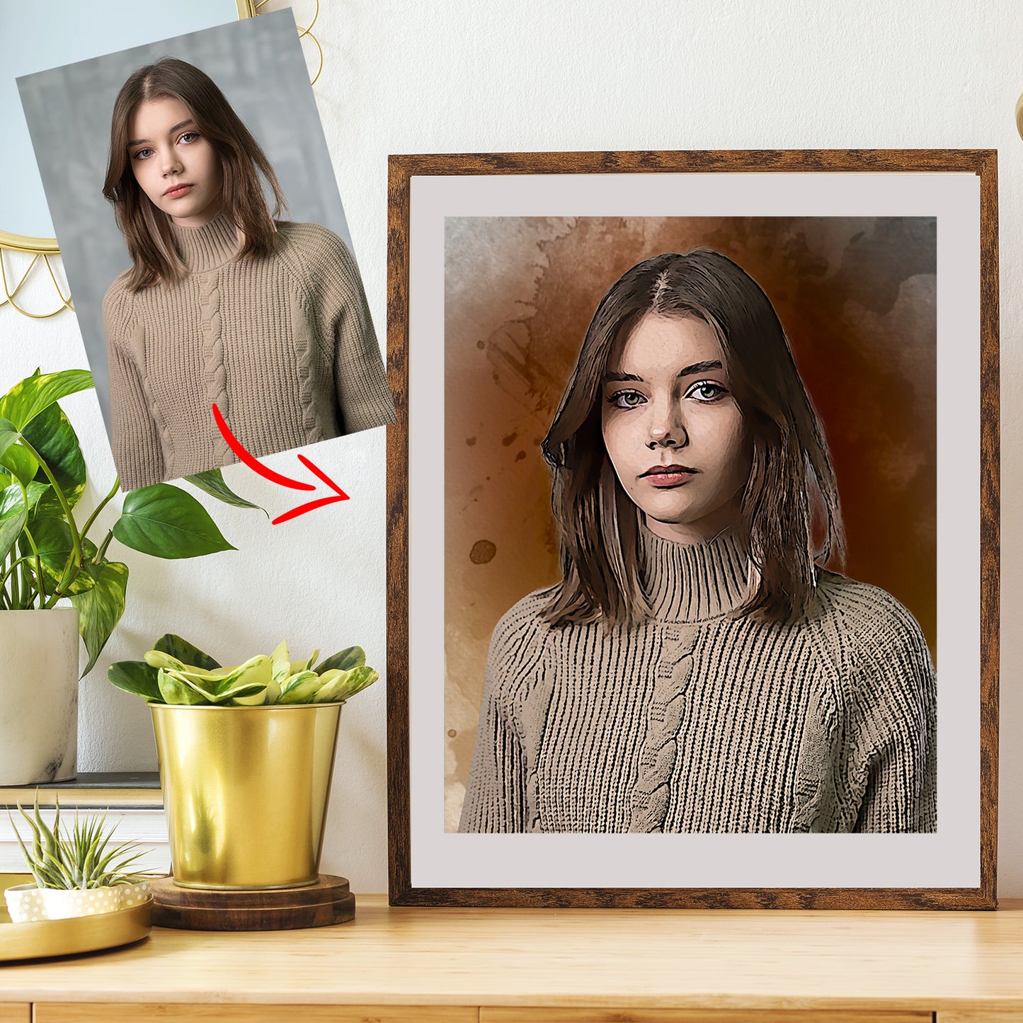Watercolour Art Portrait from Your Photo - Personalised Photo Art Portrait