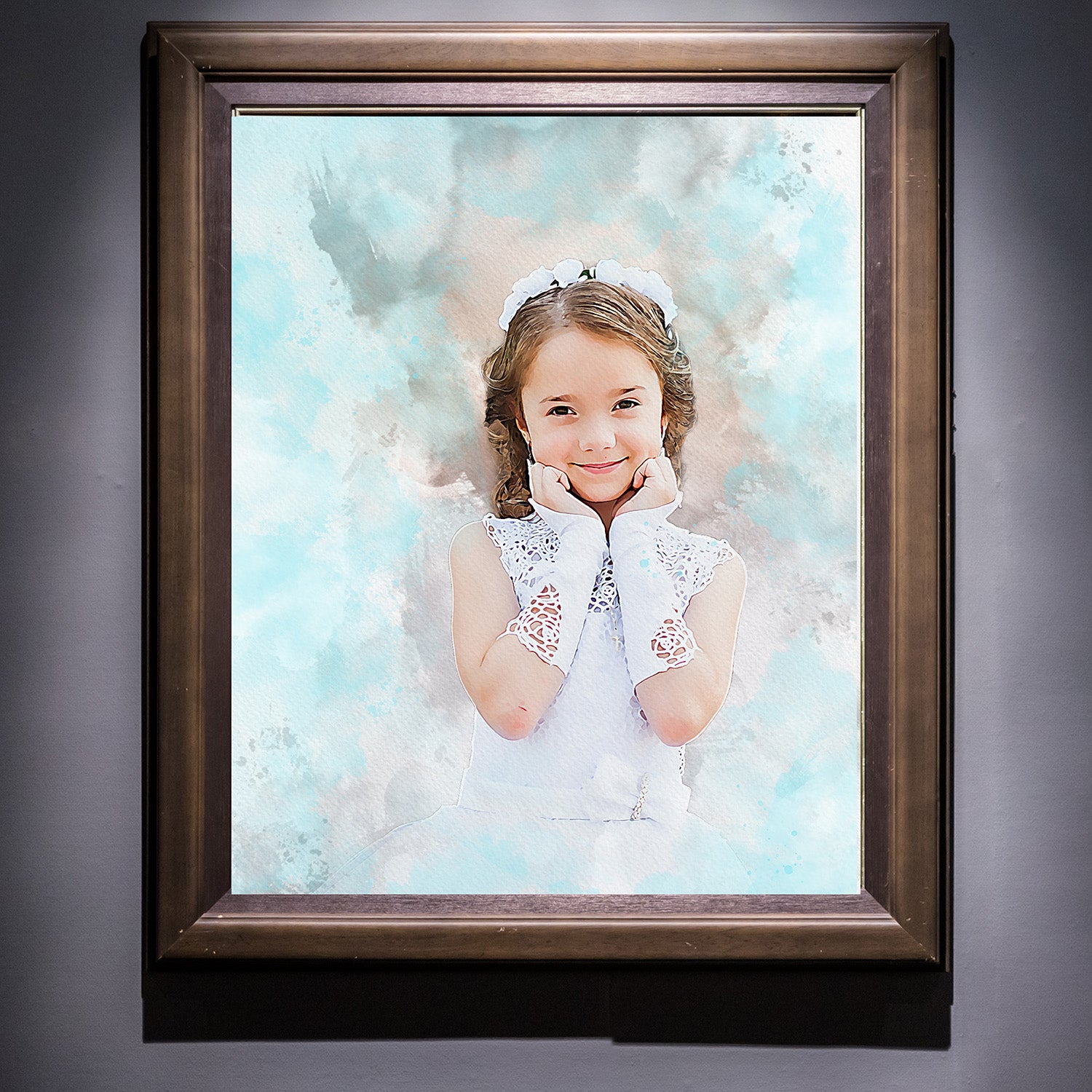 Watercolour Art Children Portrait from Your Photo - Personalised Photo Art Children Portrait
