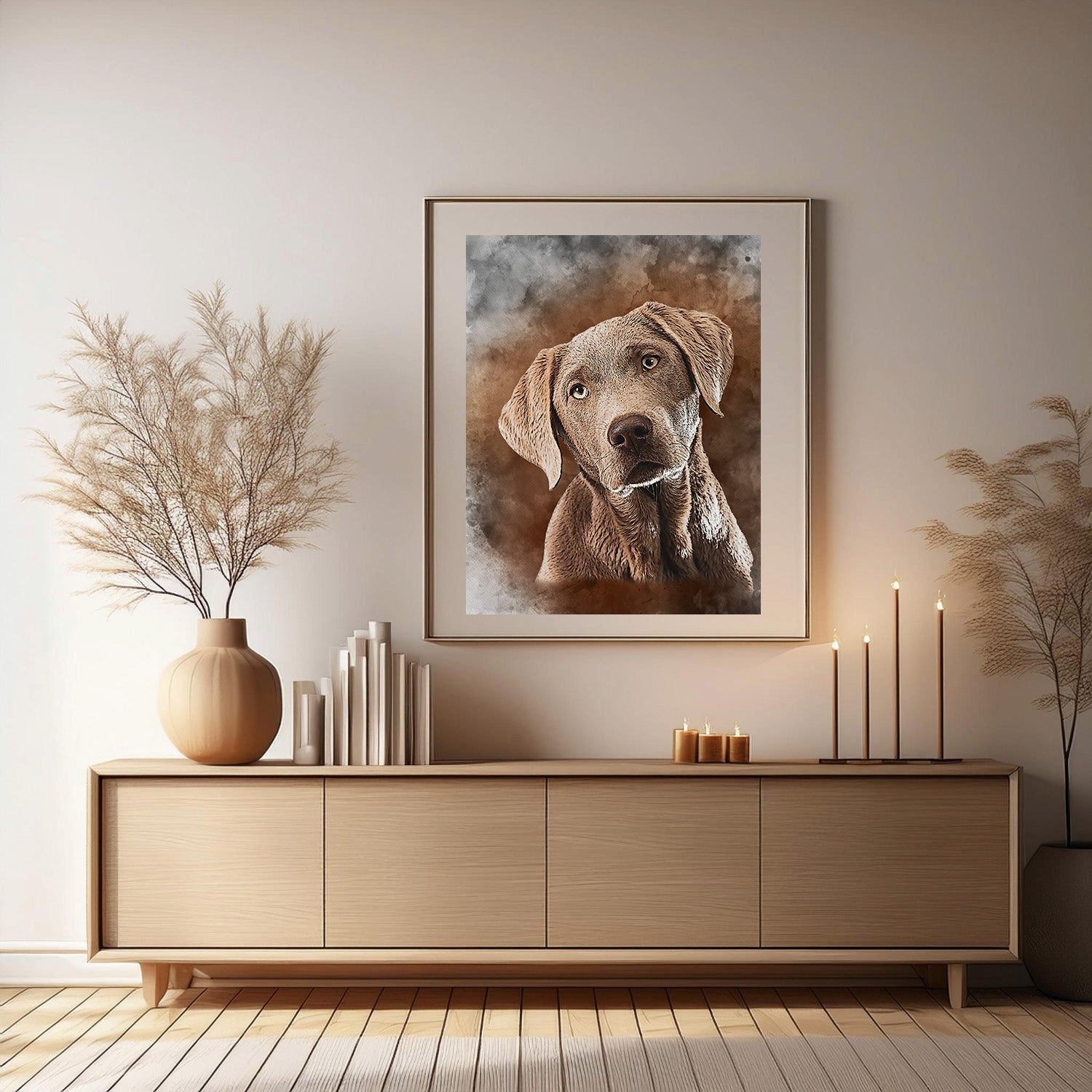 Watercolour Art Pet Dog Portrait from Your Photo - Personalised Pet Dog Art