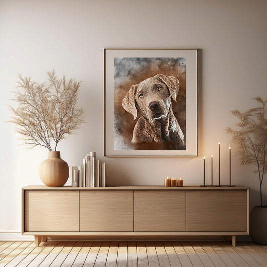 Watercolour Art Pet Dog Portrait from Your Photo - Personalised Pet Dog Art
