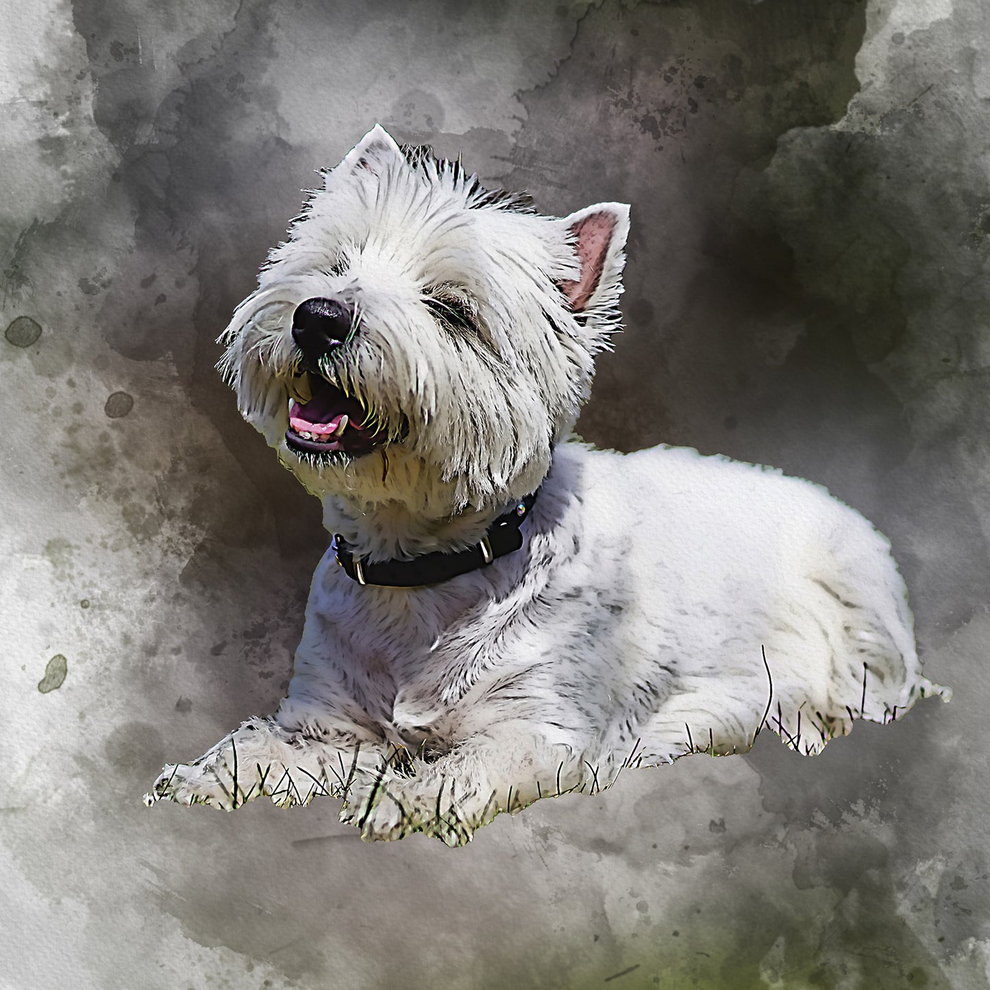 Watercolour Art Pet Dog Portrait from Your Photo - Personalised Pet Dog Art
