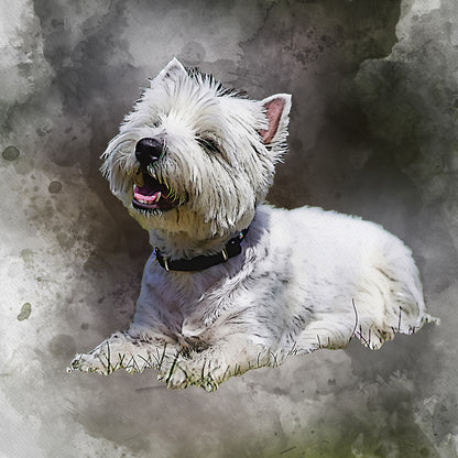 Watercolour Art Pet Dog Portrait from Your Photo - Personalised Pet Dog Art