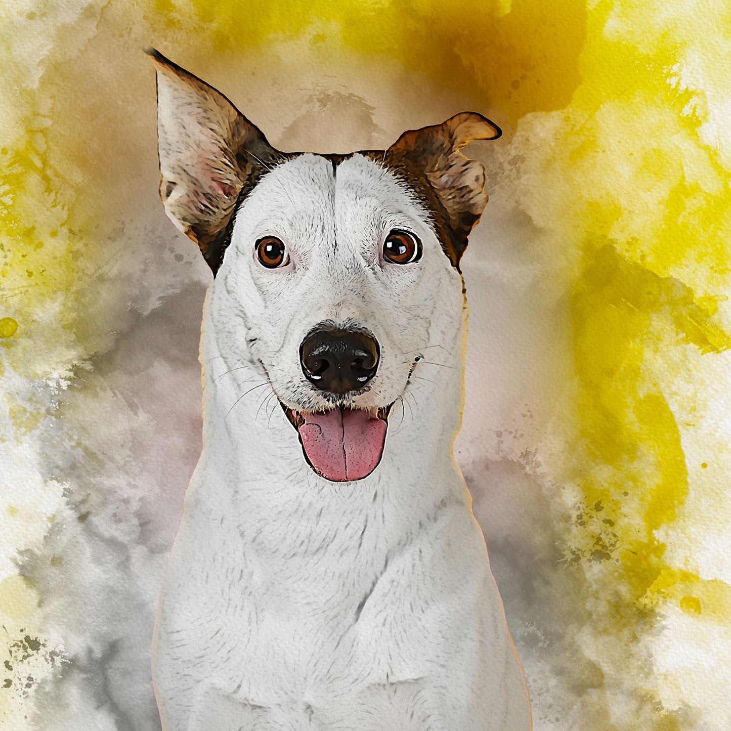 Watercolour Art Pet Dog Portrait from Your Photo - Personalised Pet Dog Art